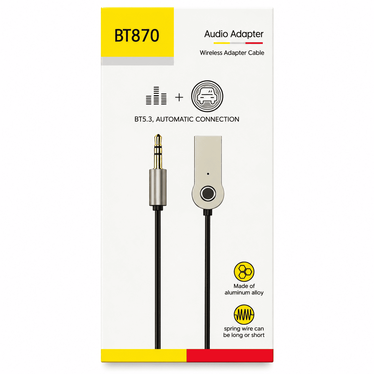 AUX Bluetooth adapter BT870 za automobil sa Bluetooth 5.0 vezom, čistim prenosom zvuka i jednostavnim Plug & Play korišćenjem.