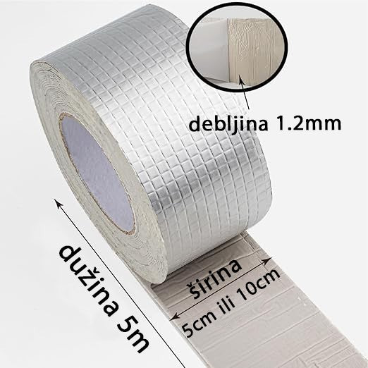Aluminijumska butil traka – 5 m moćne zaštite za krovove, cevi, prozore i pukotine.