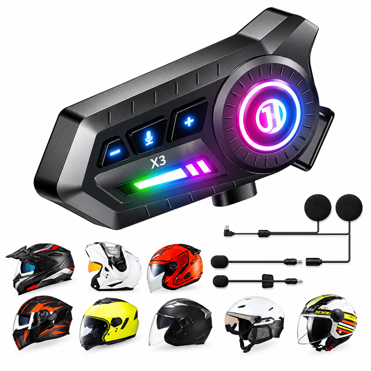 Bluetooth slušalice za moto kacigu X3 Pro sa mikrofonom, Hi-Fi zvukom i funkcijom interkoma za komunikaciju tokom vožnje.
