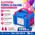  električna profesionalna pumpa za balone sa dve mlaznice omogućava brzo i jednostavno naduvavanje velikog broja balona za rođendane, svadbe, proslave i dekoracije.