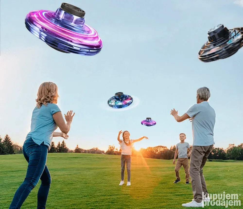 Leteći spinner sa punjivom baterijom, rotira 360°, svetli i bezbedan za ruke. Savršen za zabavu i trikove.