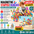 Magnetni štapići i kuglice za decu set od 64 komada, kreativna igračka za pravljenje različitih geometrijskih oblika, kućica i 3D konstrukcija.