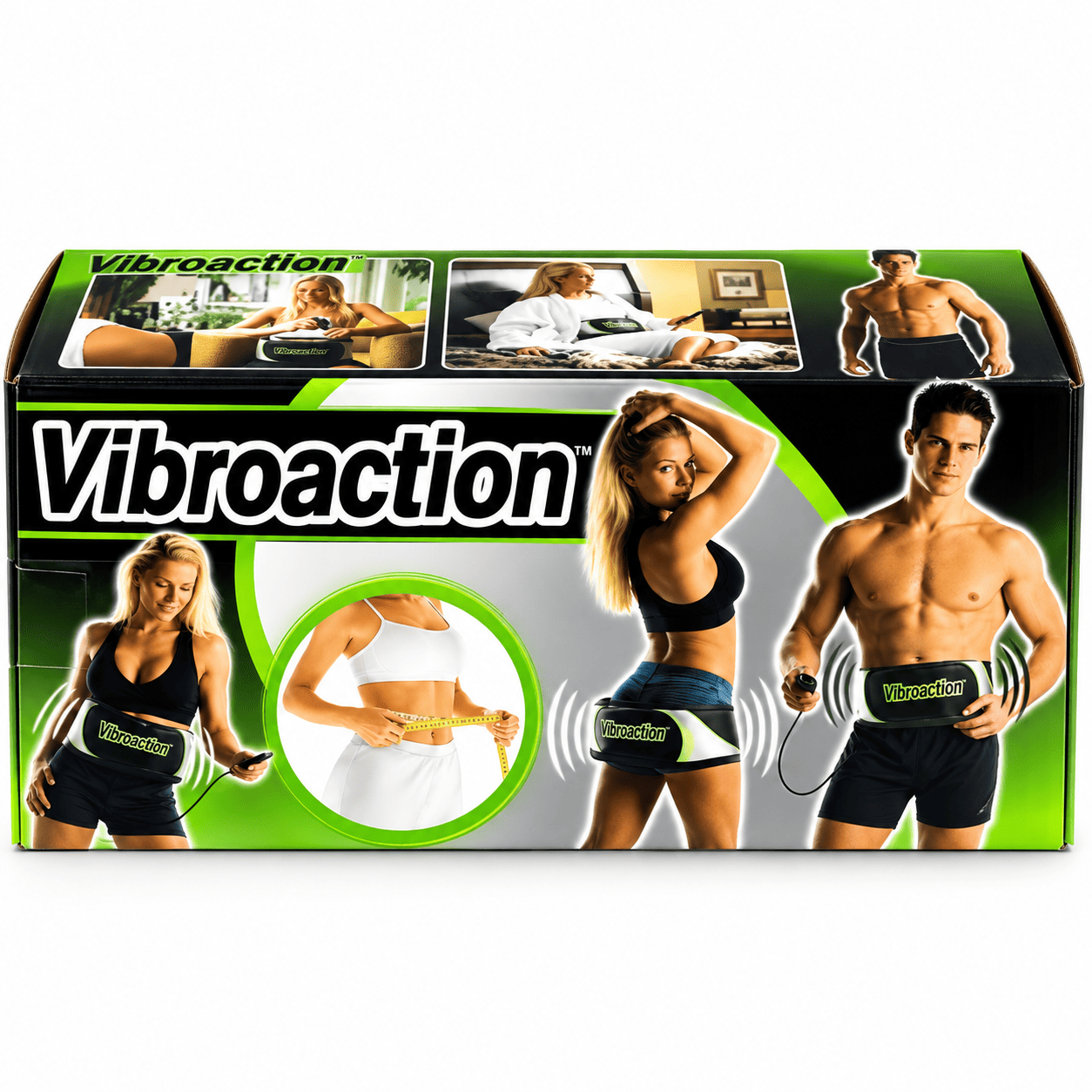 Masažer za skidanje stomaka Vibroaction sa vibracionim sistemom i električnim kontrolerom, namenjen za masažu predela stomaka i struka.