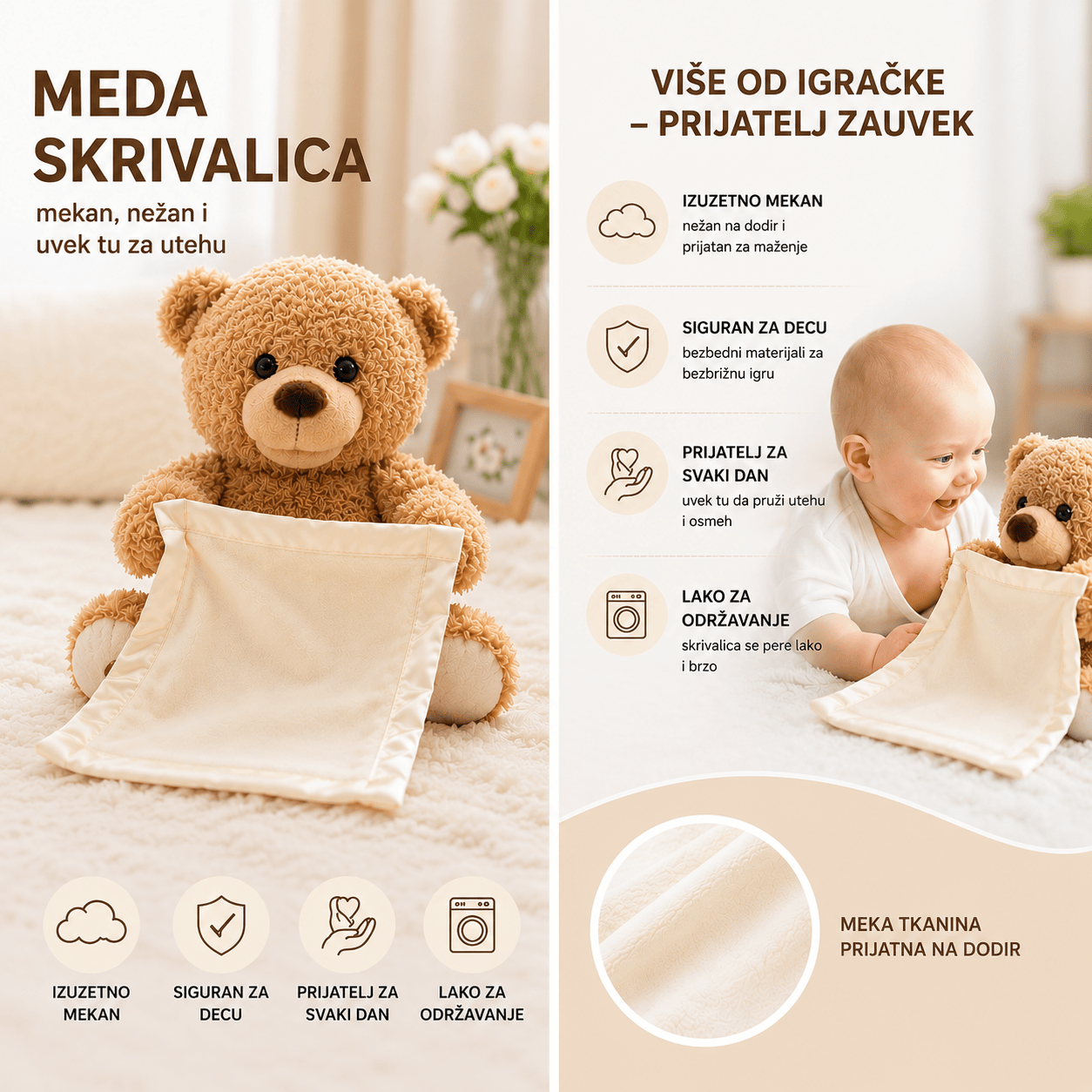 Meda skrivalica Peekaboo – preslatka igračka koja priča, peva i igra skrivalice. Savršena za najmlađe