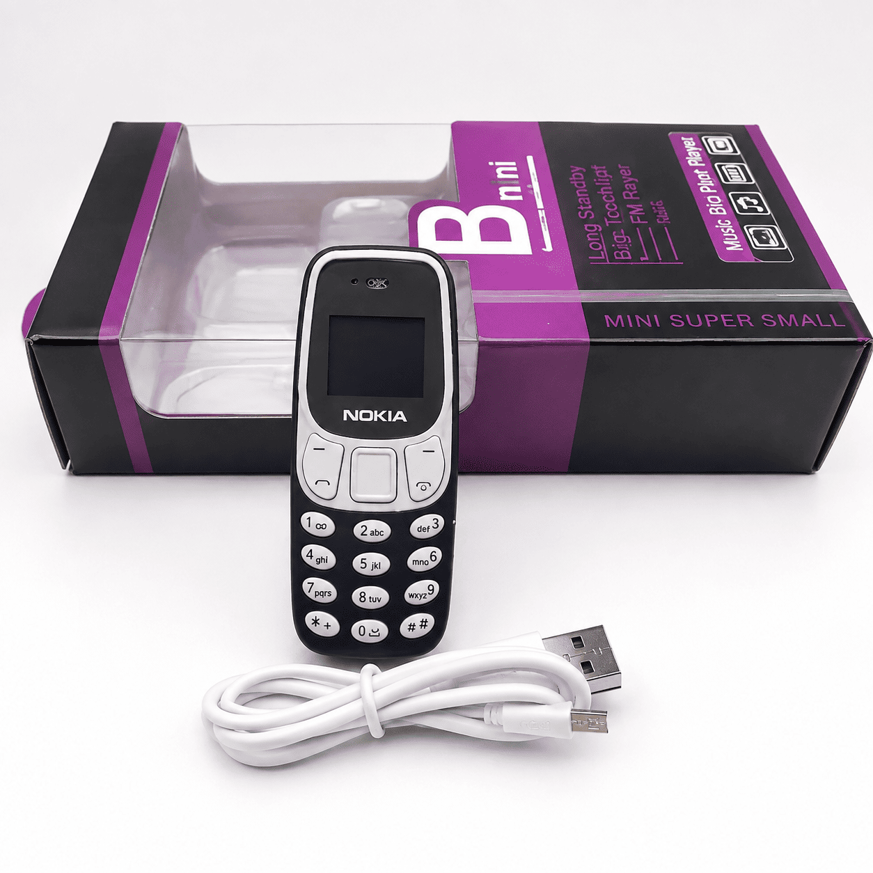 Mini Nokia 3310 BM10 mobilni telefon sa ekranom i fizičkim tasterima, kompaktan uređaj pogodan kao dodatni ili rezervni telefon.