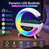 Moderna 4 u 1 RGB LED lampa sa digitalnim satom, bežičnim punjačem i Bluetooth zvučnikom na radnom stolu, idealna za spavaću sobu, kancelariju ili dnevni boravak uz elegantan dizajn i višebojno osvetljenje.