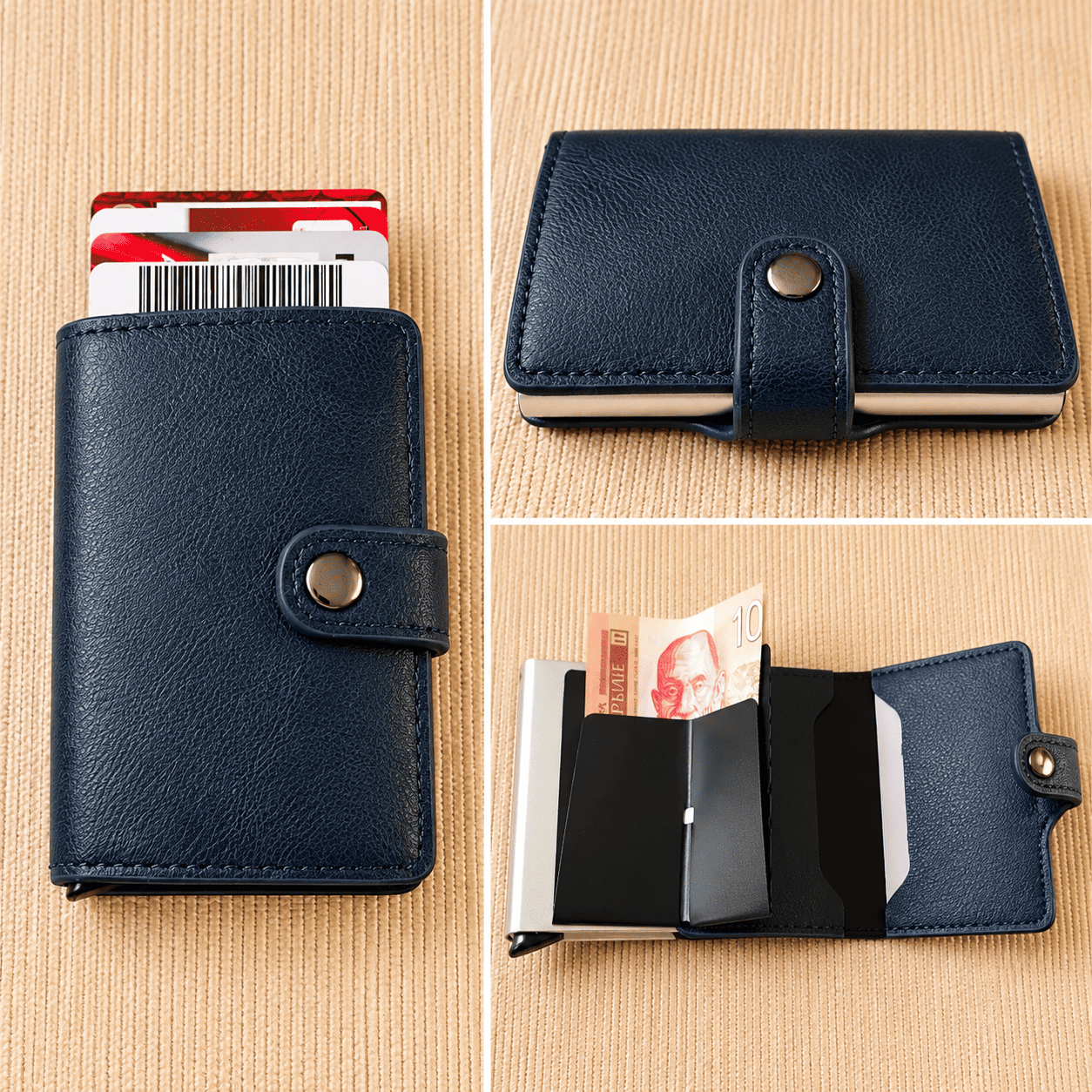  Novčanik sa RFID zaštitom 2 komada za bezbedno čuvanje platnih kartica, dokumenata i novca, praktičan i moderan dizajn.