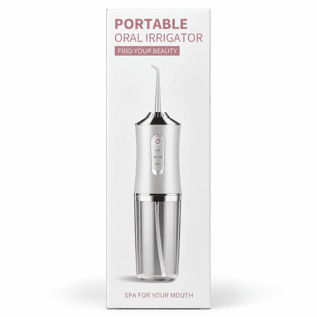 Oralni tuš za higijenu zuba i desni sa četiri različita nastavka, USB punjenjem i praktičnim prenosivim dizajnom.