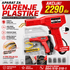 Pištolj za varenje plastike sa koferom, idealan za precizne popravke i varenje plastičnih materijala u praktičnom pakovanju.