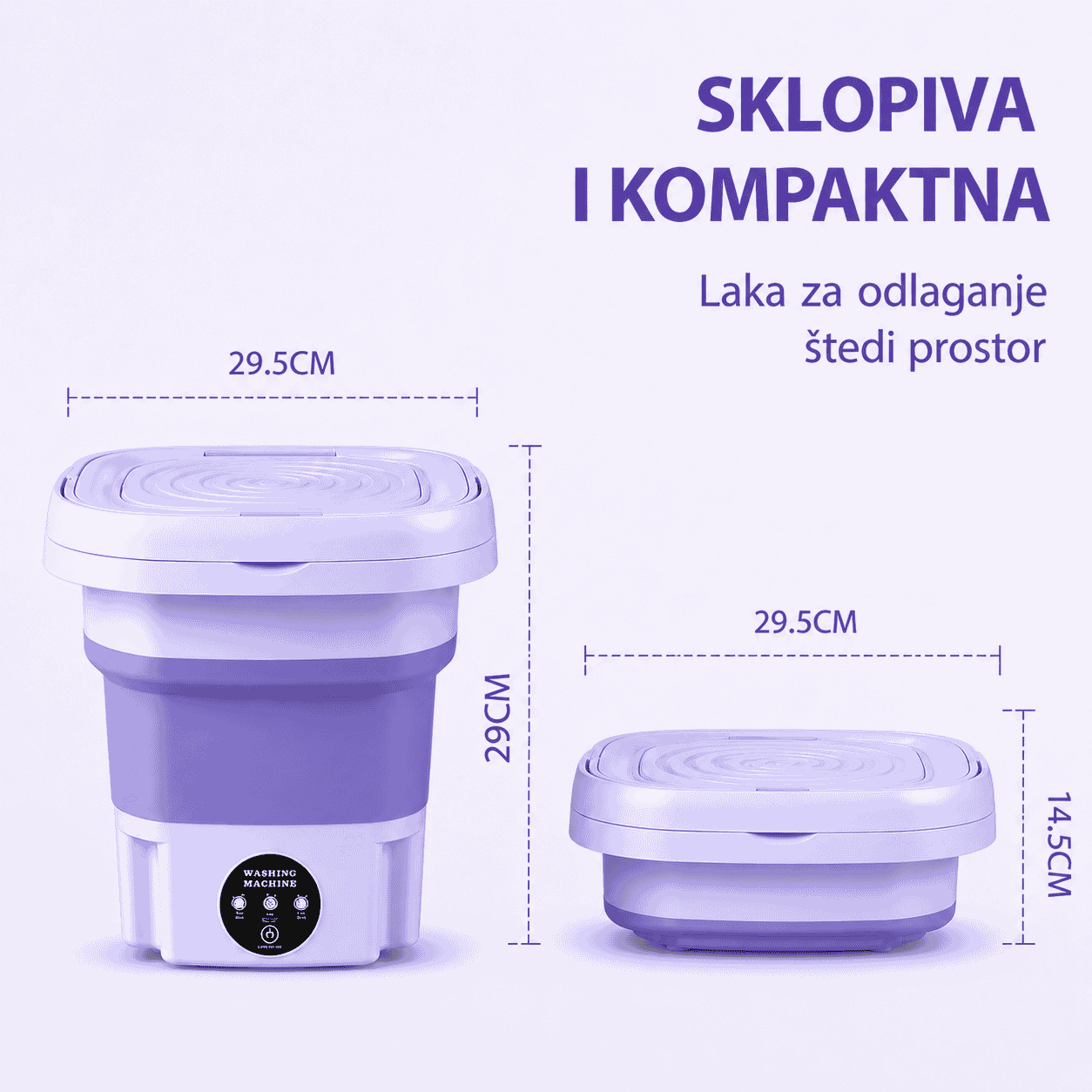 Kompaktna mini mašina za pranje veša idealna za putovanja i male prostore.