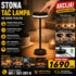 Punjiva LED Touch stona lampa crne boje sa modernim minimalističkim dizajnom, pogodna za restorane, kafiće, terase, bašte i kućnu upotrebu.