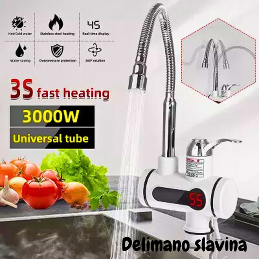 Slavina sa grejačem Delimano pruža toplu vodu za sekundu. Jednostavna montaža i efikasna upotreba.