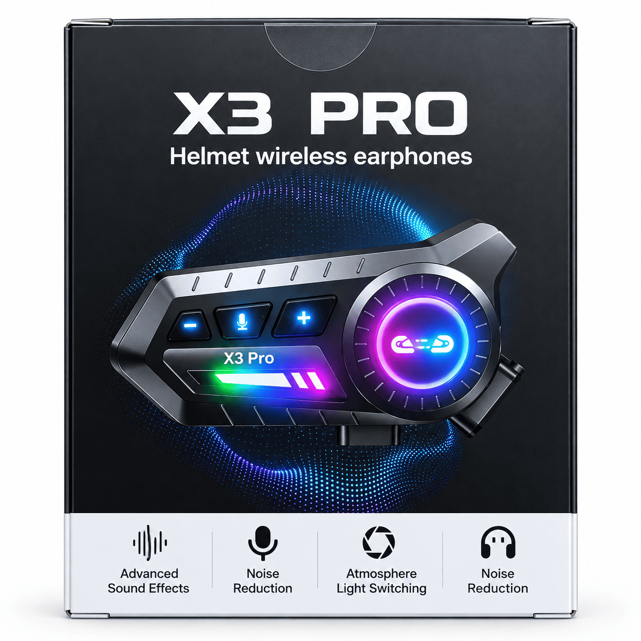Slušalice za motociklističku kacigu X3 Pro sa Bluetooth vezom, mikrofonom, interkom funkcijom i kompletnim priborom za montažu.