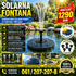 Solarna fontana za baštu, dvorište i jezerce sa ugrađenim solarnim panelom i različitim nastavcima za stvaranje dekorativnih mlazeva vode.