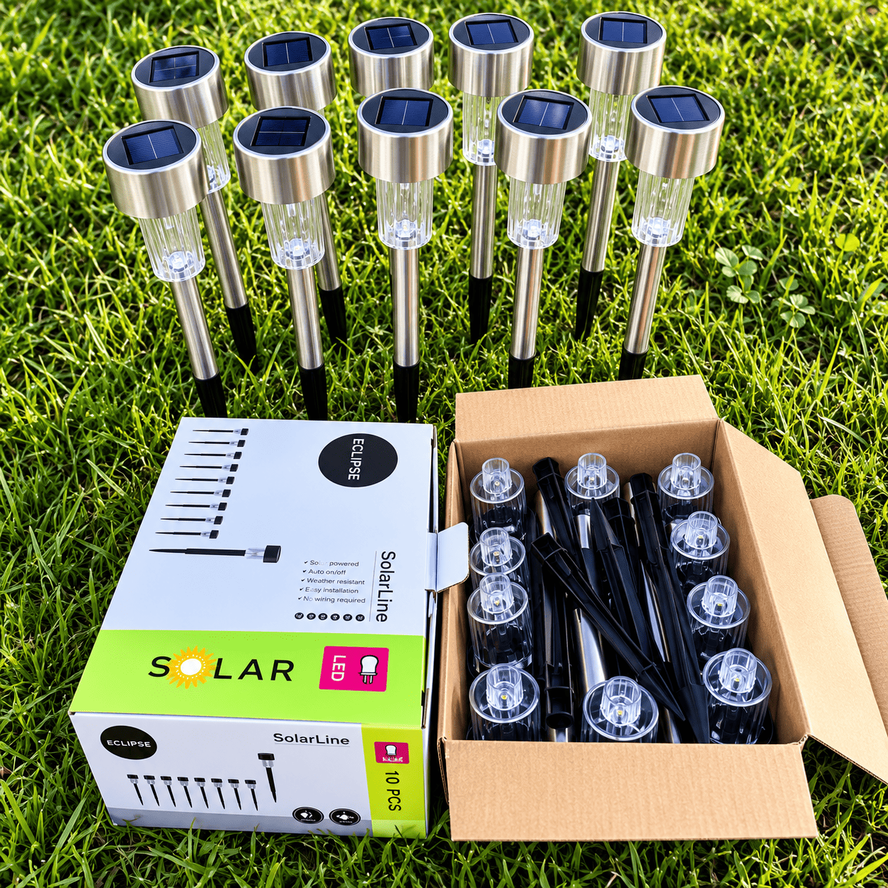 Solarne LED lampe za spoljnu rasvetu 10 komada, praktično rešenje za osvetljavanje bašte, dvorišta i pešačkih staza.