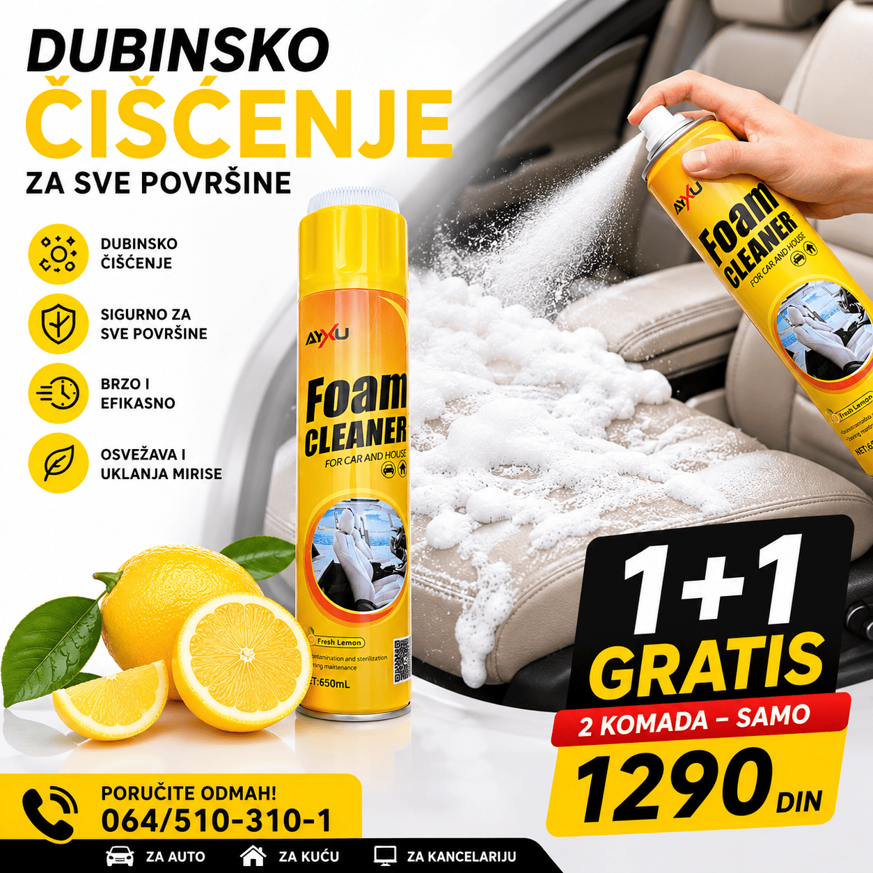Profesionalna pena za čišćenje od 650 ml predstavlja praktičan izbor za uklanjanje masnoće, prašine, fleka i drugih nečistoća sa različitih površina.