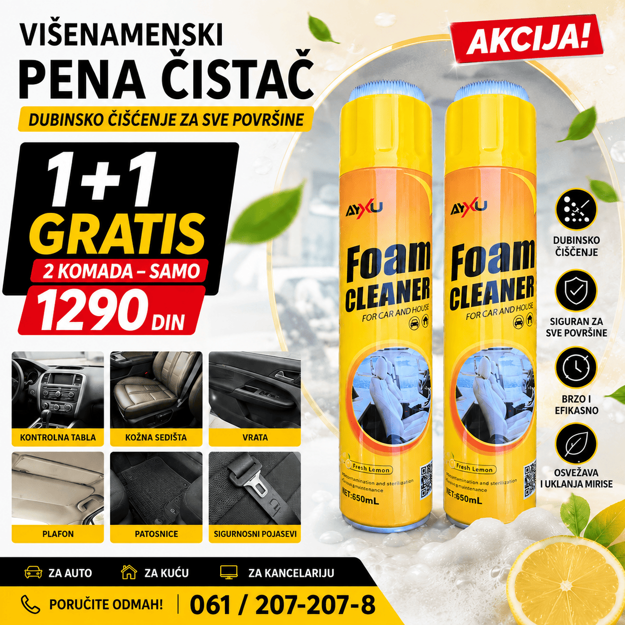 Profesionalna pena za čišćenje od 650 ml predstavlja praktičan izbor za uklanjanje masnoće, prašine, fleka i drugih nečistoća sa različitih površina.