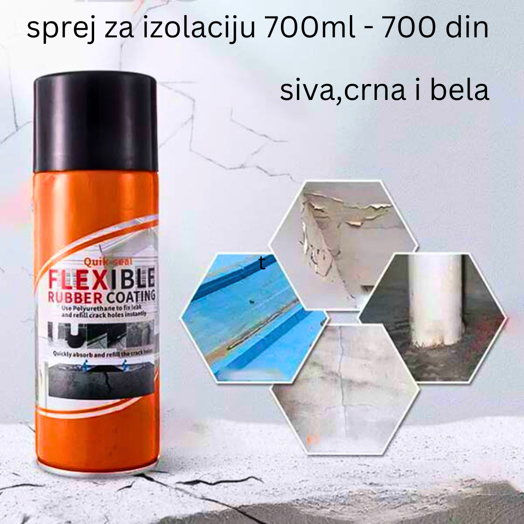 Tečna guma vodootporna u spreju 700ml – savršen alat za izolaciju i zaptivanje. Brza primena i dugotrajna zaštita.