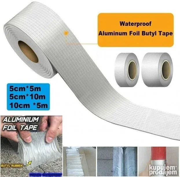 Traka od aluminijuma i butila 5 m – fleksibilna, hermetična i laka za postavljanje u svim uslovima.

