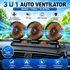 Troglavi ventilator za automobil i kombi sa 12V napajanjem i individualno podesivim smerom duvanja.