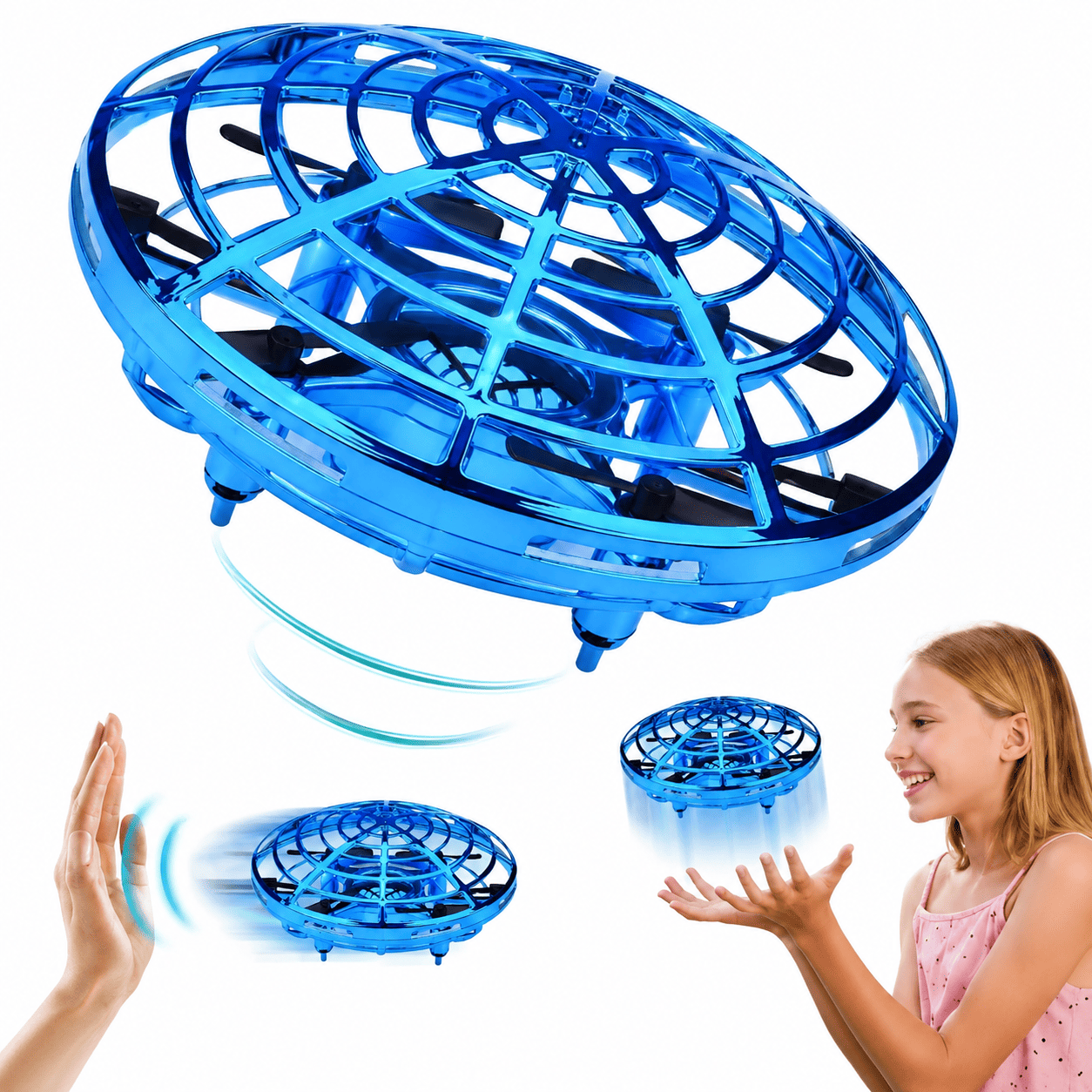 Mini UFO dron sa senzorima za prepoznavanje prepreka i kontrolu pokretima ruku, kompaktna leteća igračka za zabavu dece.