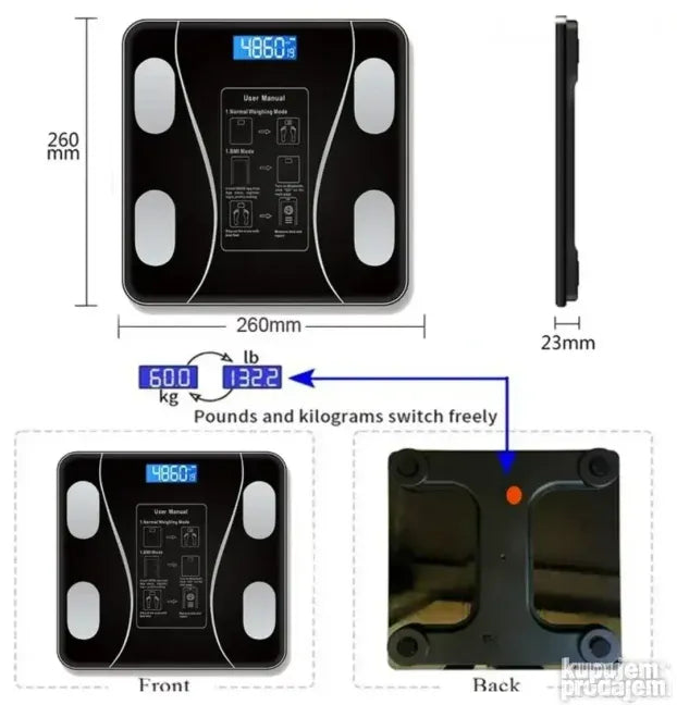 Digitalna vaga za merenje telesne težine bluetooth