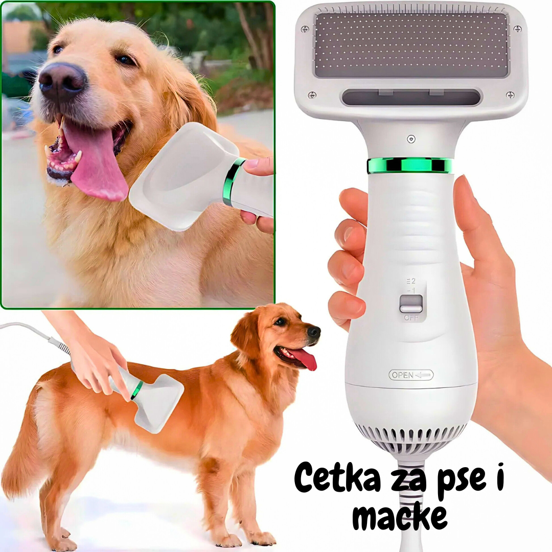 Uredite dlaku brzo uz 2 u 1 četku i fen za pse i mačke. Suši, raščešljava i smanjuje linjanje.