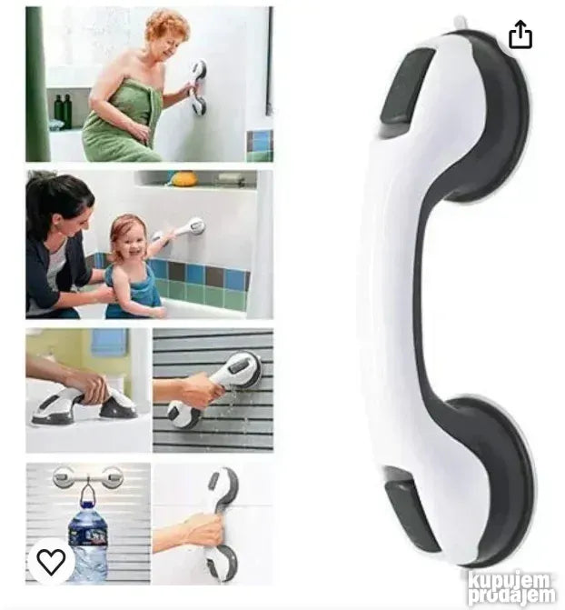 Stabilan držač sa vakuumom za bezbedno kretanje u kupatilu. Idealno za starije osobe i decu.